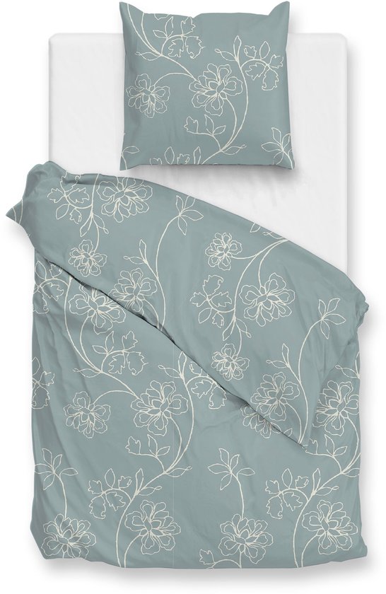 Zohome Alva Dekbedovertrek - Blauw - Lits-jumeaux - Dekbedhoes van 100% Katoen-Flanel - Bloemen - 260x220 + 2 slopen 60/70 cm - AW25 van Merkloos — afbeelding 3
