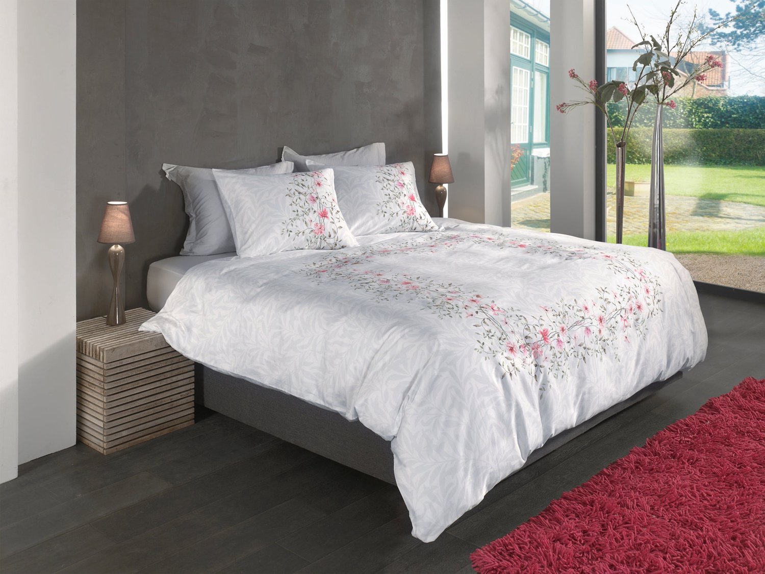 Heckettlane Dekbedovertrek Jolie - Dekbed met instopstrook - Wit - Dekbedovertrek van 100% Katoen-Satijn - Kader - 260x200-220 cm + 2 slopen 60/70 cm - Lyon Jolie White