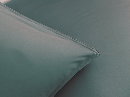 Zohome Dekbedovertrek Satinado - Groen - Lits-jumeaux - Dekbedhoes van 100% Katoen-Satijn - Uni - 240x220 + 2 slopen 60/70 cm van Merkloos — afbeelding 2