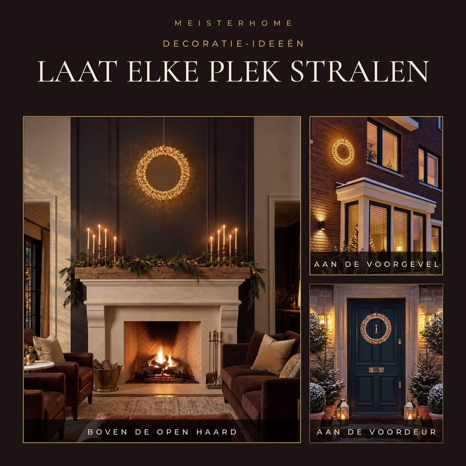 Meisterhome® LED 3D Lichtkrans Ø 50 cm – 640 LEDs – Extra Warm Wit – Verlichte Kerstkrans - Deurkrans met LED – Kerstverlichting Buiten & Binnen – Timer & Dimmer – IP44 – foto 8