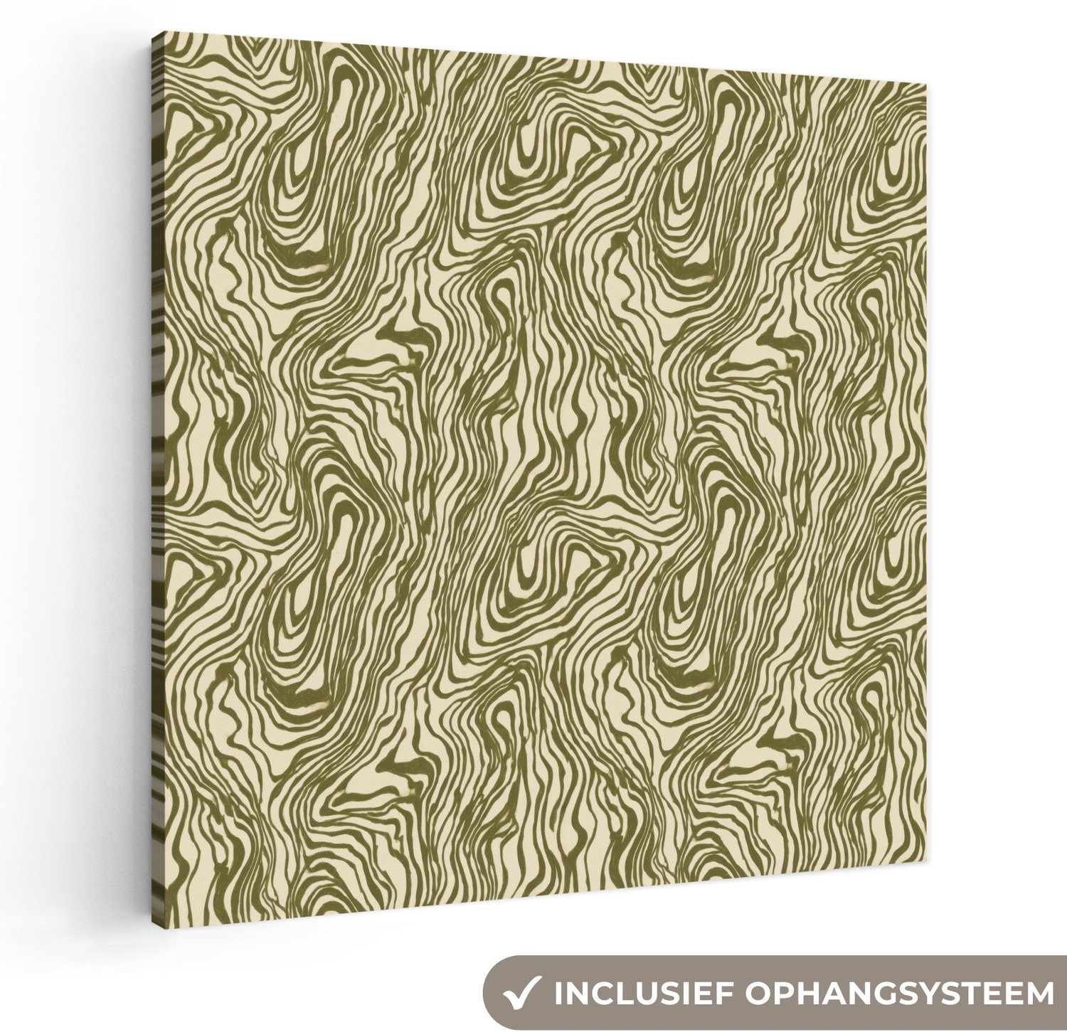 Canvas schilderij 90x90 cm - Exclusieve wanddecoratie Abstract - Marmer - Groen - Muurdecoratie woonkamer - Slaapkamer decoratie - Kamer accessoires - Schilderijen op canvas