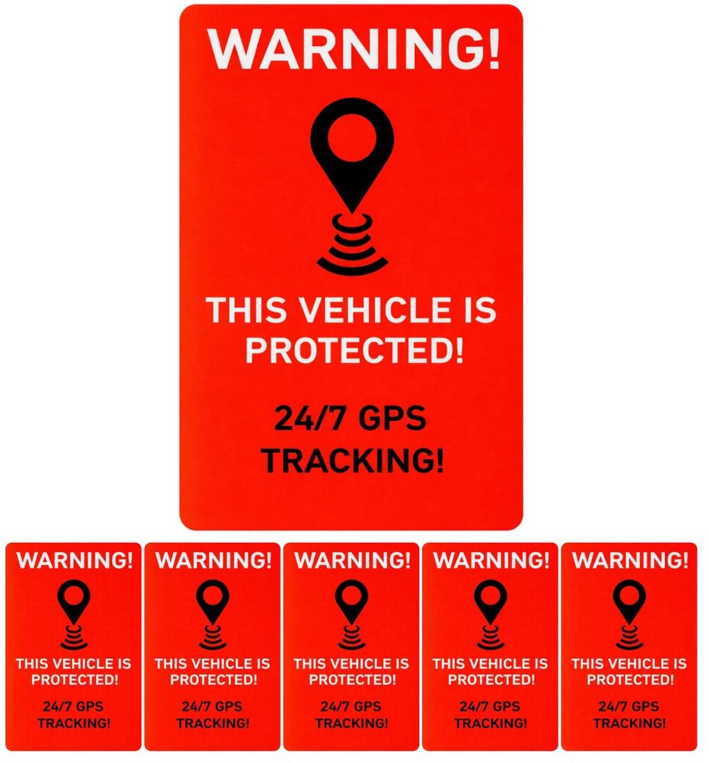 Set van 6 Zelfklevende Waarschuwingsstickers voor binnen en buiten