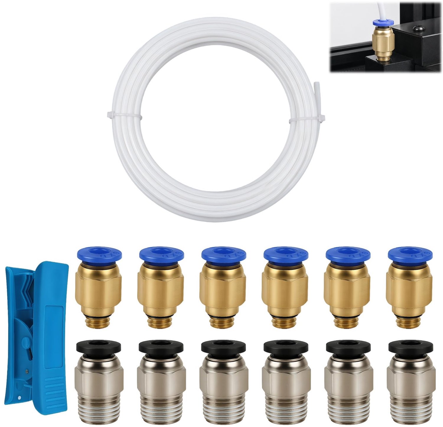 3m PTFE Tube voor 3D Printers met 6 Connectoren