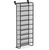 O'DADDY® Hangend Schoenenrek - Geschikt voor opdek en stompe deuren, beide kanten – Schoenenkast - Schoenen opbergsysteem - 20 x 51 x 182 cm - Zwart Metaal & Gaas