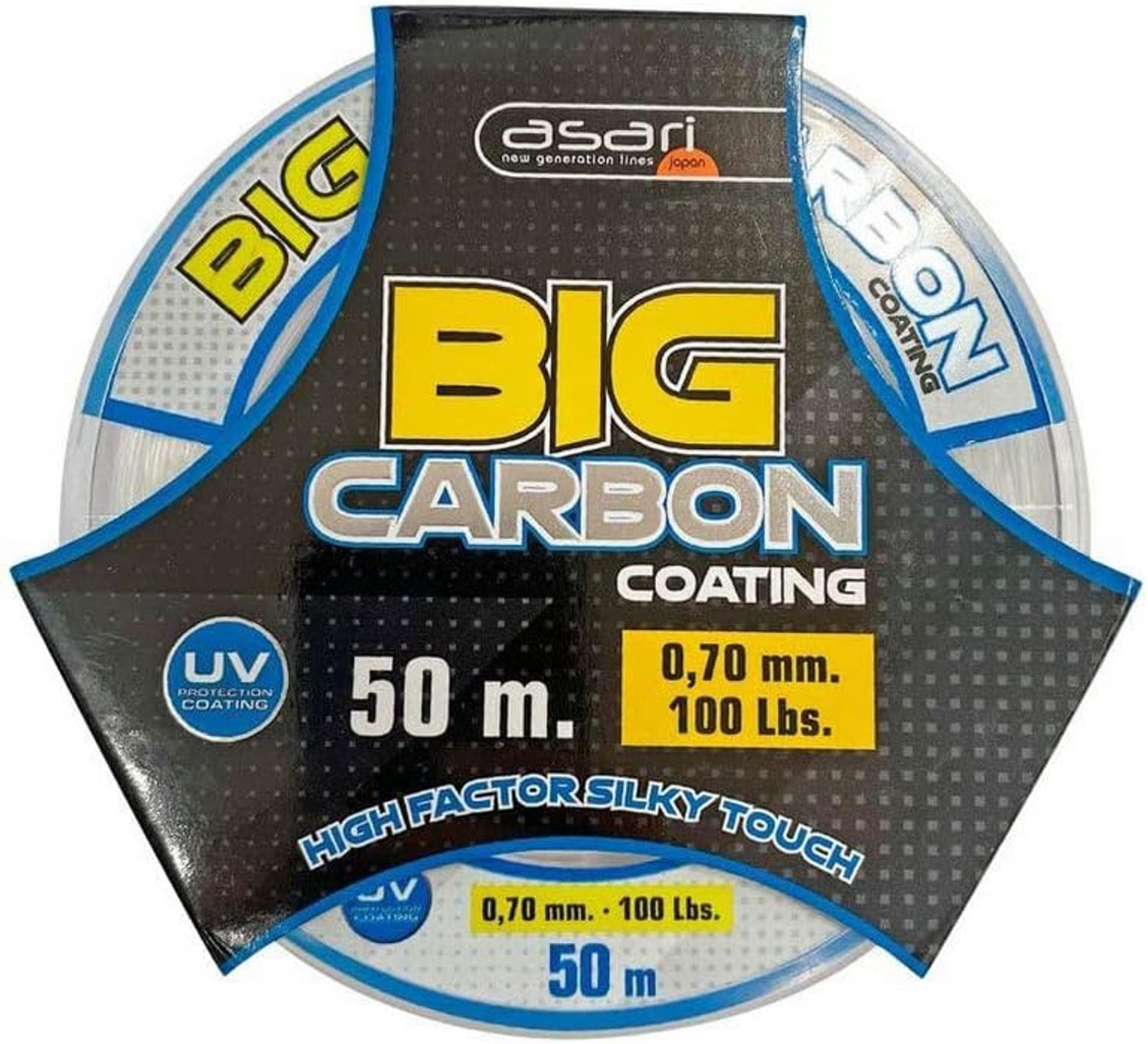 Vislijn 50m - grote carbon coating 55LB - sterk en duurzaam - m-winkel