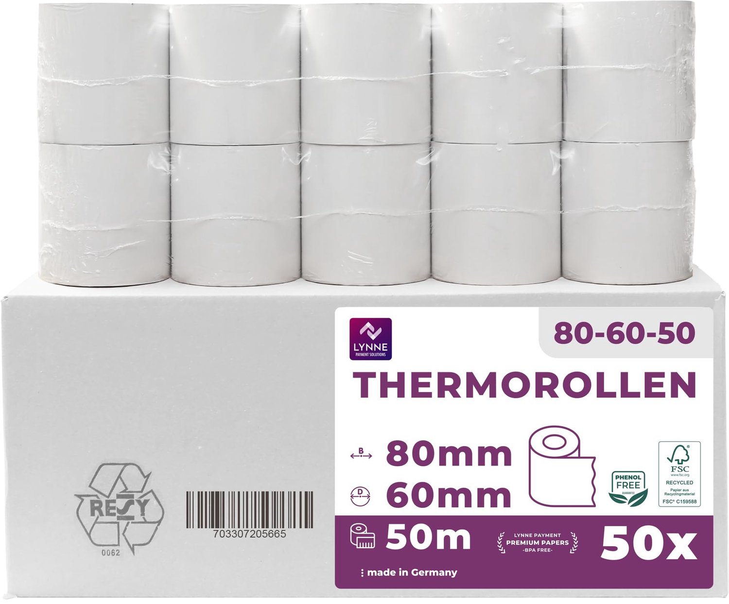 Thermische Rollen 80 mm x 60 mm voor Kassasystemen