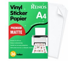 36 Matte Vinyl Stickervellen A4 – Waterbestendig Stickerpapier voor Inkjet Printers - Geschikt voor Snijmachines