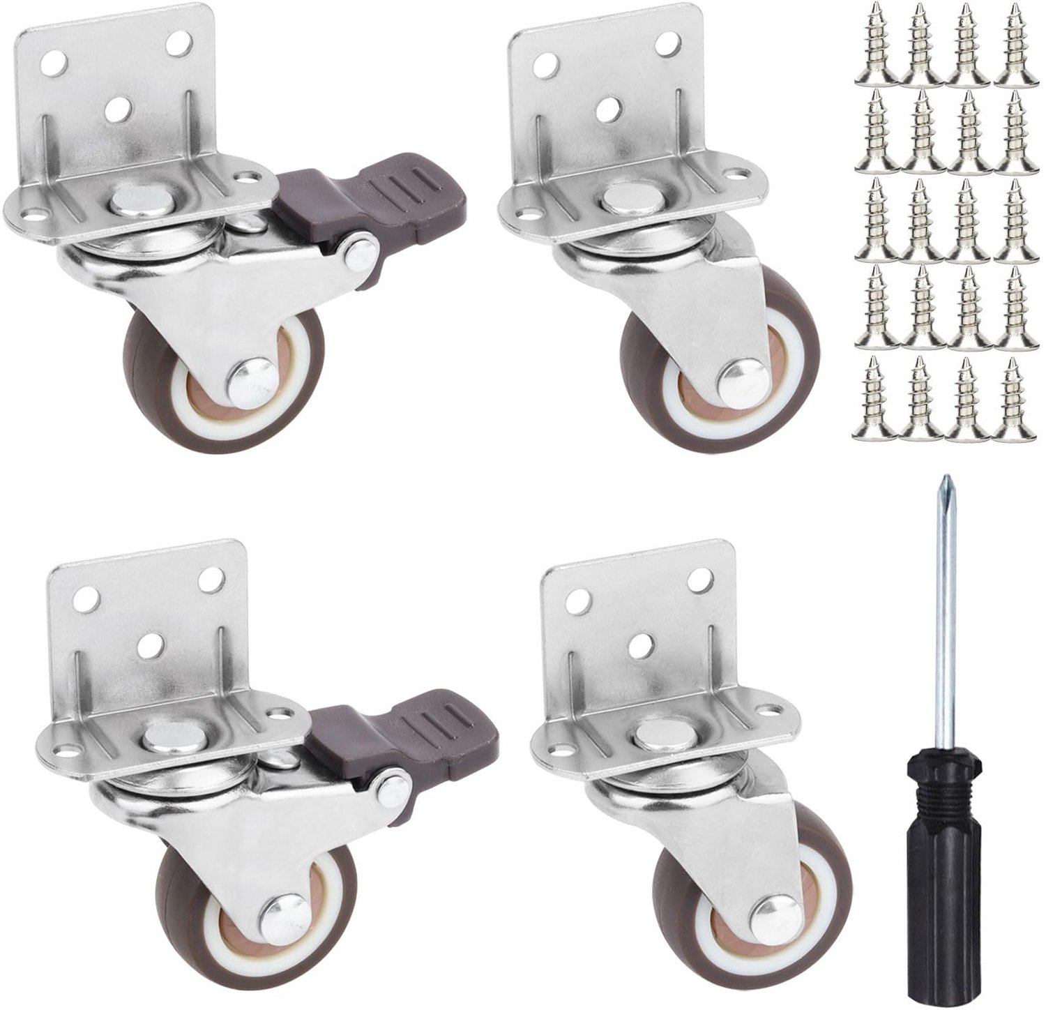 Set van 4 Meubelwielen met Rem voor Tot 80 kg