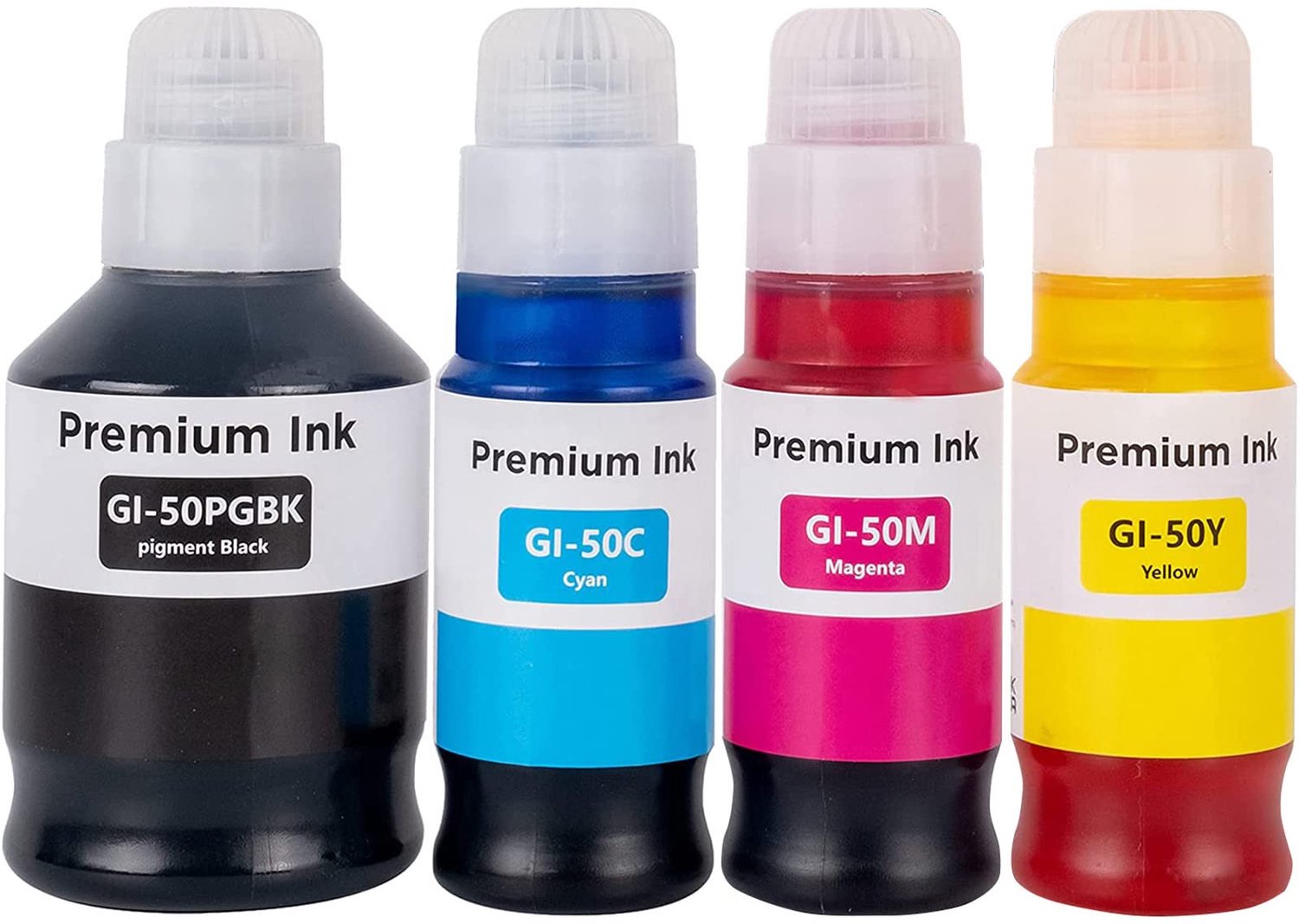 Inktflessen Multipack - Compatibel met Canon GI50 - 4 stuks zwart/cyaan/magenta/geel