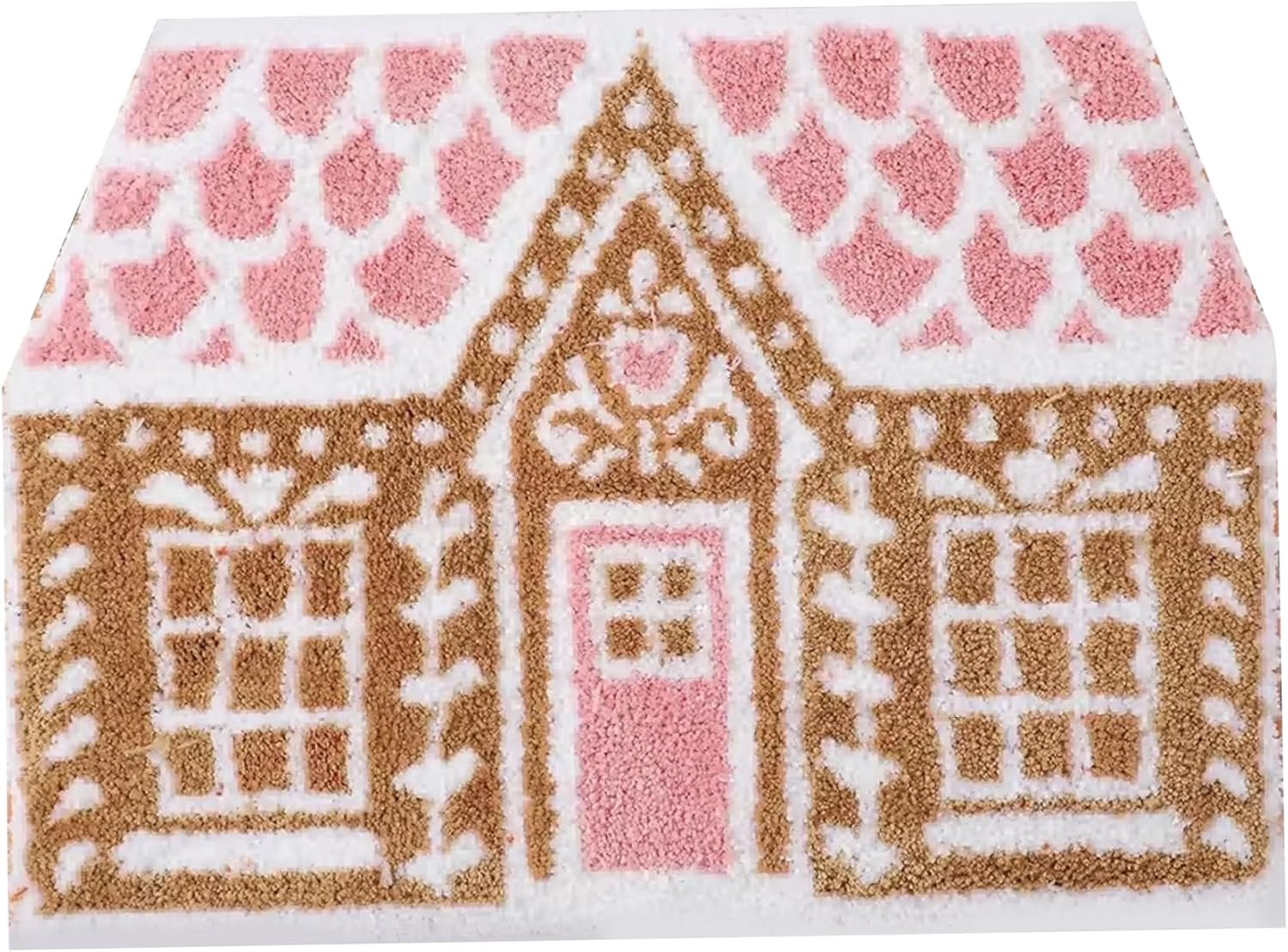 KZQ Kerst Badkamertapijt Met Peperkoekhuisje 50x79 Cm - Absorberende Imitatie Kasjmier Deurmat Voor Thuis, Slaapkamer En Douche Zoals getoond in de afbeelding