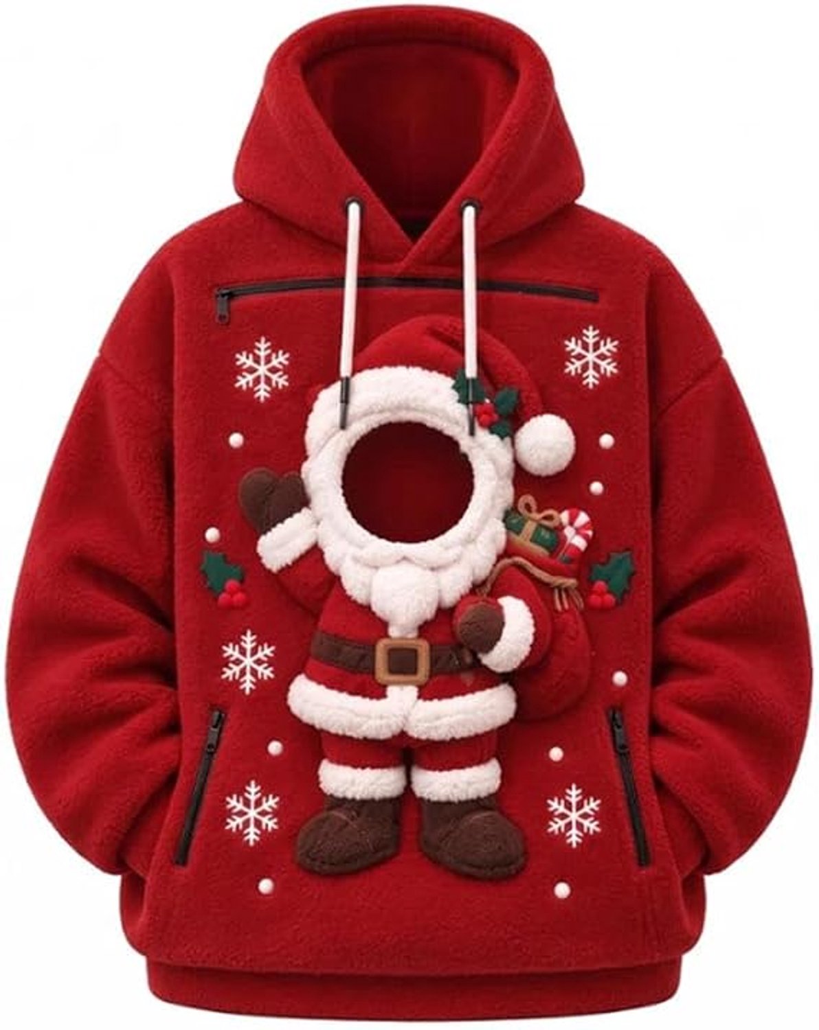 KZQ Dames En Heren Huisdier Draagtas Met Kerstmanprint Hoodie Met Ritssluiting Voor Katten En Kleine Honden Feestelijke Kersttrui Rood