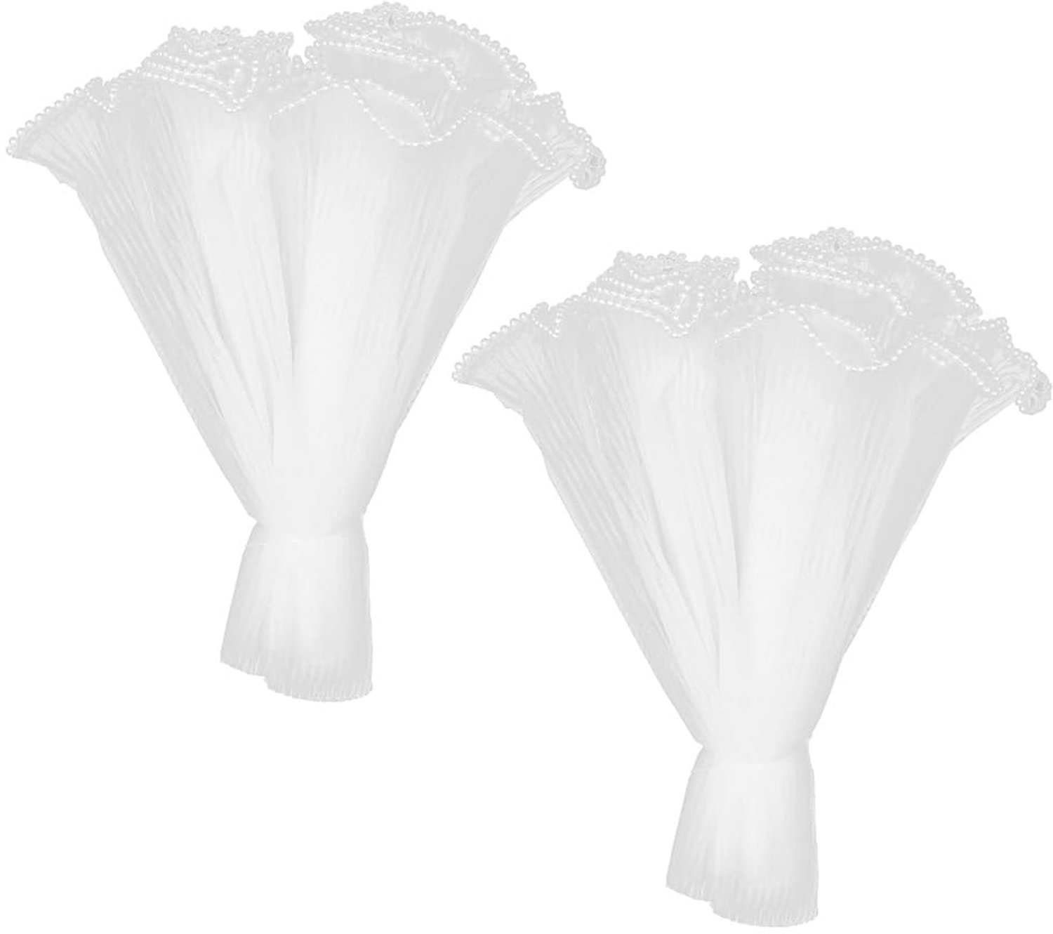 Bloem Verpakking 2 Stuks - Witte Mesh Papier - Parel Rand - 28 cm Breed - Golvend Kantdesign - Hoogwaardig Materiaal - Inpakpapier