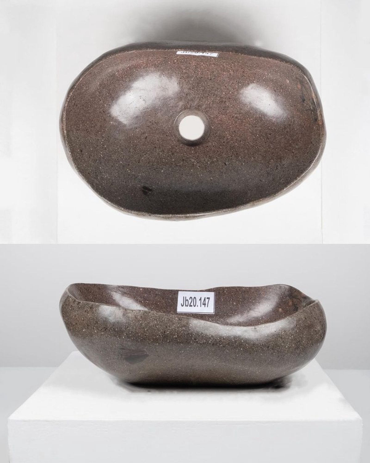 Natuurlijke Steen Wasbak - Rond 40 cm Grijs
