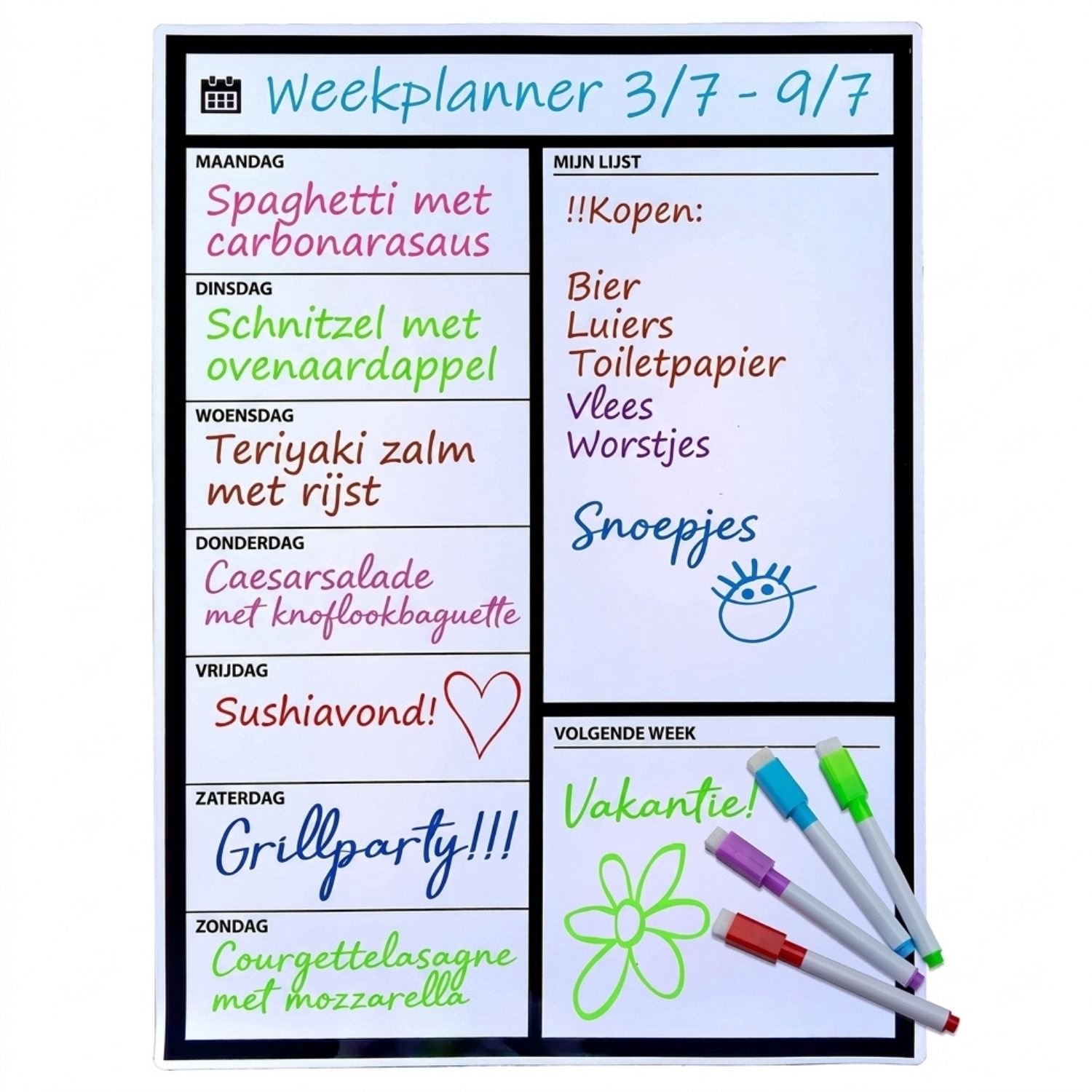 Mobiel Whiteboard - Weekplanner - Maandplanner - Jaarplanner - Magnetisch - Wit