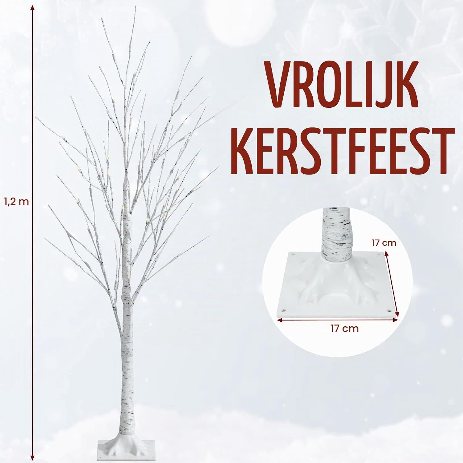 KOMFOTTEU 120 cm led-boom voor binnen - lichtboom voor Kerstmis - met 48 warmwitte ledverlichting - kunstkerstboom kerstdecoratie voor thuis, feest en verjaardag – foto 4