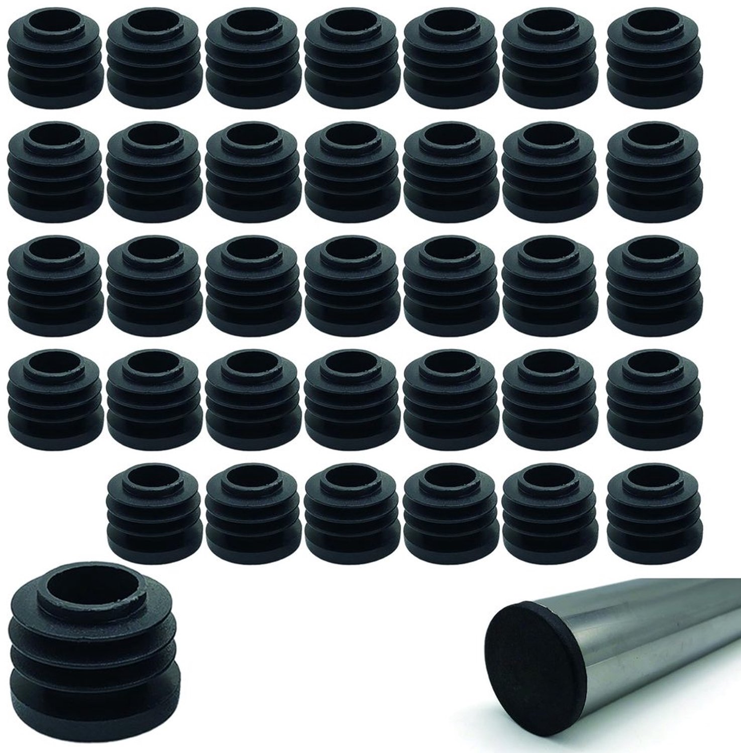 40 Stuks Ronde Zwarte Tube Stops voor Meubels