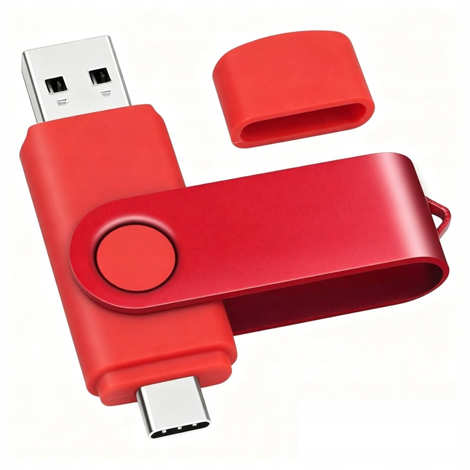 128GB USB-A Type-C draaibare dual-disk 2-in-1 USB-A flashdrive (rood)