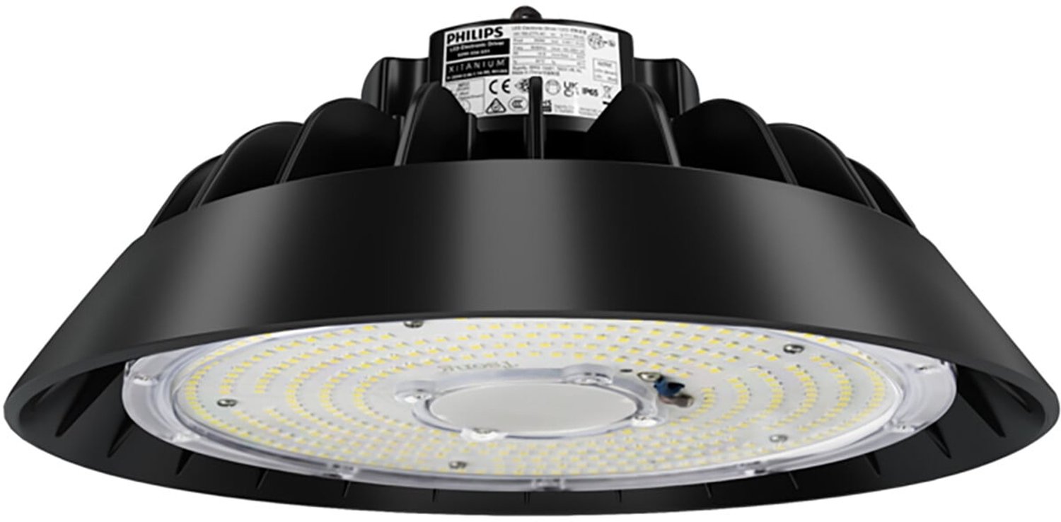 BES LED LED UFO High Bay Premium - Rinzu Prem - 150W - High Lumen 150 LM/W - Magazijnverlichting - Dimbaar - Waterdicht IP65 - Natuurlijk Wit 4000K - Aluminium - Philips Driver Zwart