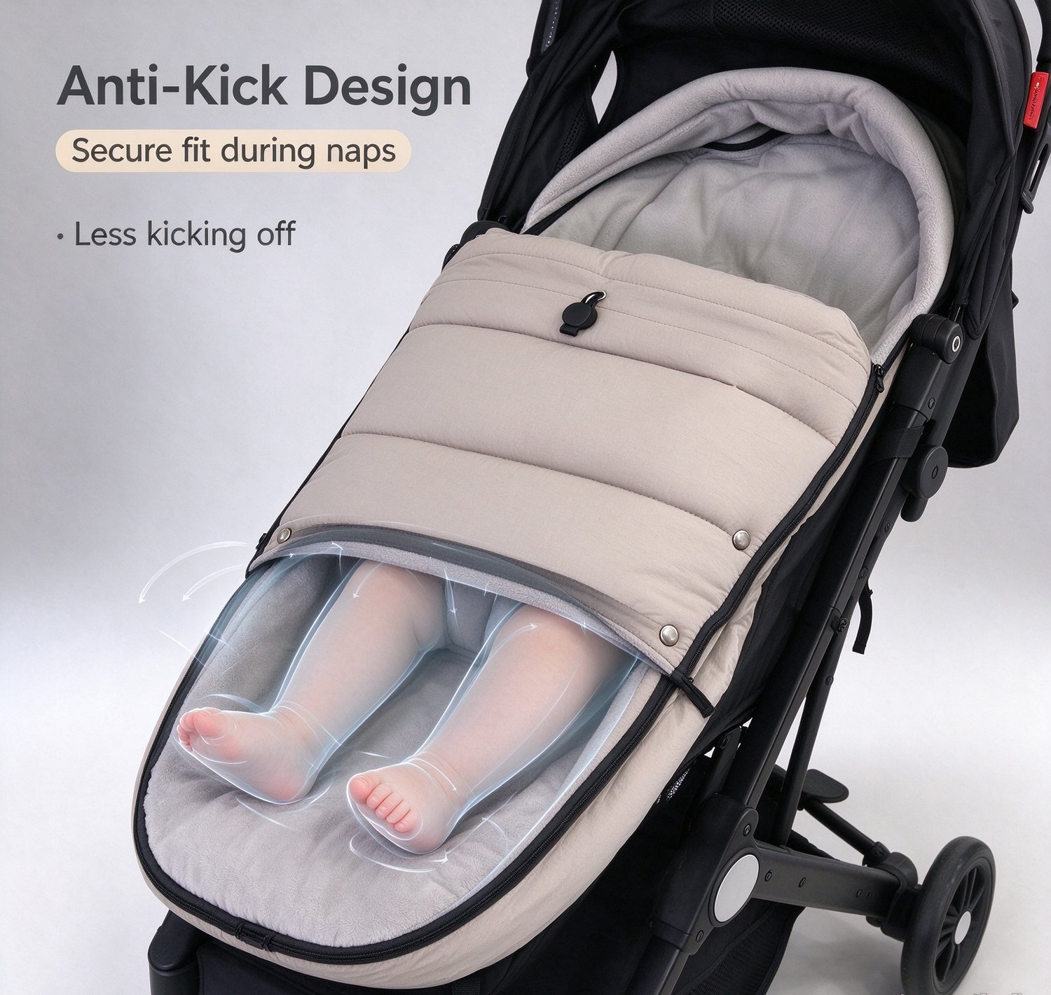 Universele voetenzak voor kinderwagens – Zachte, wind- en regenbestendige slaapzak – Warme hoes voor baby's voor de herfst/winter – Winddichte slaapzak voor pasgeborenen – Universele beschermhoes voor kinderwagens bij koud weer – grijs – foto 5