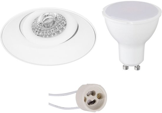 BES LED GU10 Inbouwspot Set - Mat Wit - Inbouw Rond - Trimless - Kantelbaar - Pragmi Nivas Pro - 4W - Warm Wit 3000K - Ø150mm
