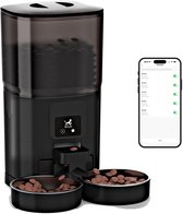 Viervoeter Feed Dual - Automatische Voerbak 7L - Kat en Hond - Voerautomaat met App & Audio - Zwart