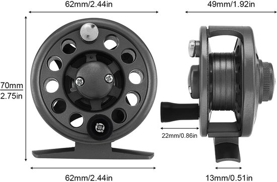 Vliegvisserij-reel Lichtgewicht - IJsvisserij-reel - Krachtige Rollen - 62 mm Diameter - 73G Gewicht - 3#/105m Lijncapaciteit - Visreel — afbeelding 3