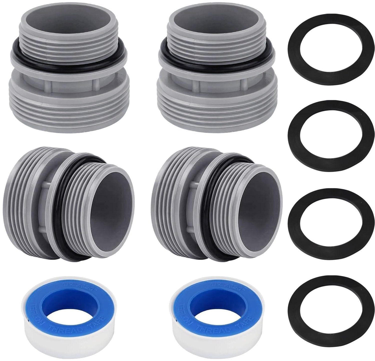 Set van 4 Pool Hose Adapters met Sealing Ring