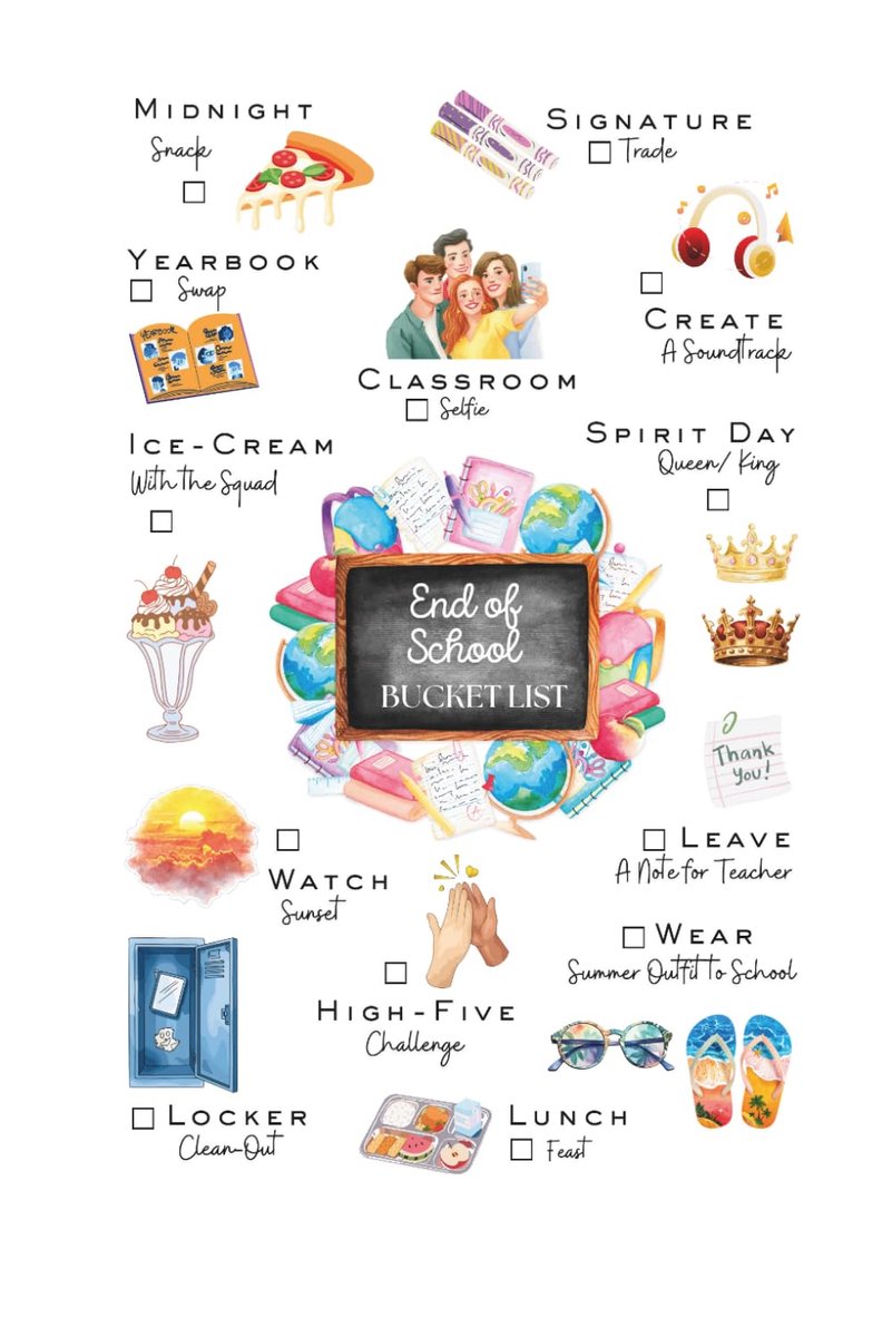 End of School Bucket List: Interactive End of Year School Memory Book & Summer Activity Journal for Teens, Middle and - ShopVlot