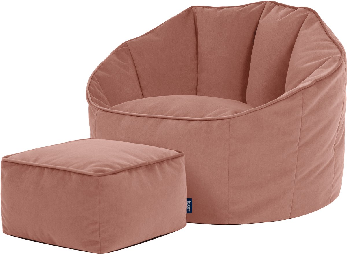 icon - Sirena Zitzak met Poef - Accent Fauteuil - Fluweel - Roze