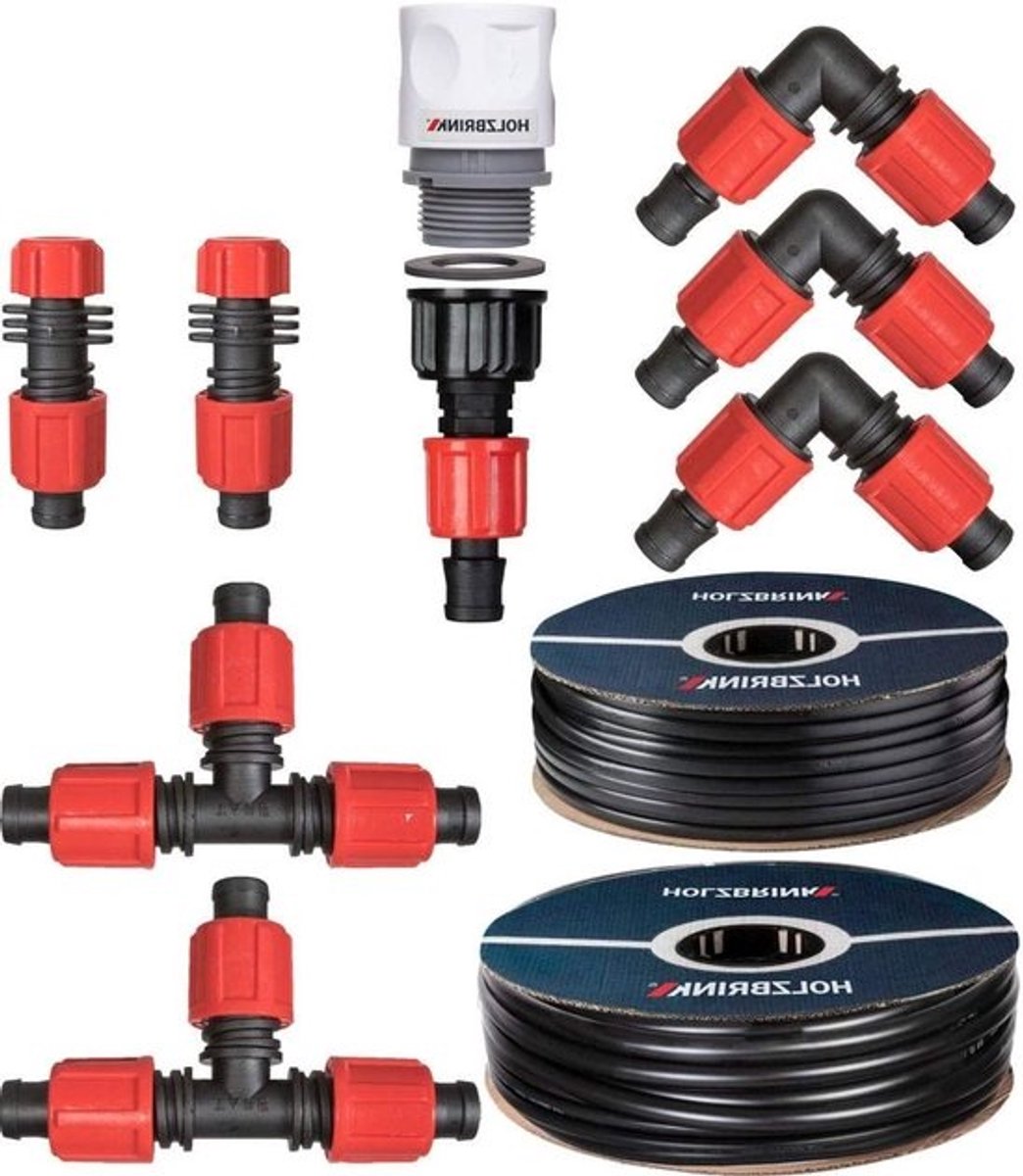 Druppelslang Set - Irrigatie Systeem - Planten Water Geven - Zuinig En Zelfreinigend - 15 Meter - Zwart