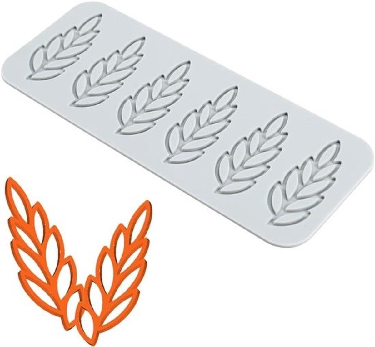 Siliconen Kantvorm - Taartdecoratie Mat - Taarten Versieren - 6 Gaten Bladeren - 205 x 8 cm - Wit