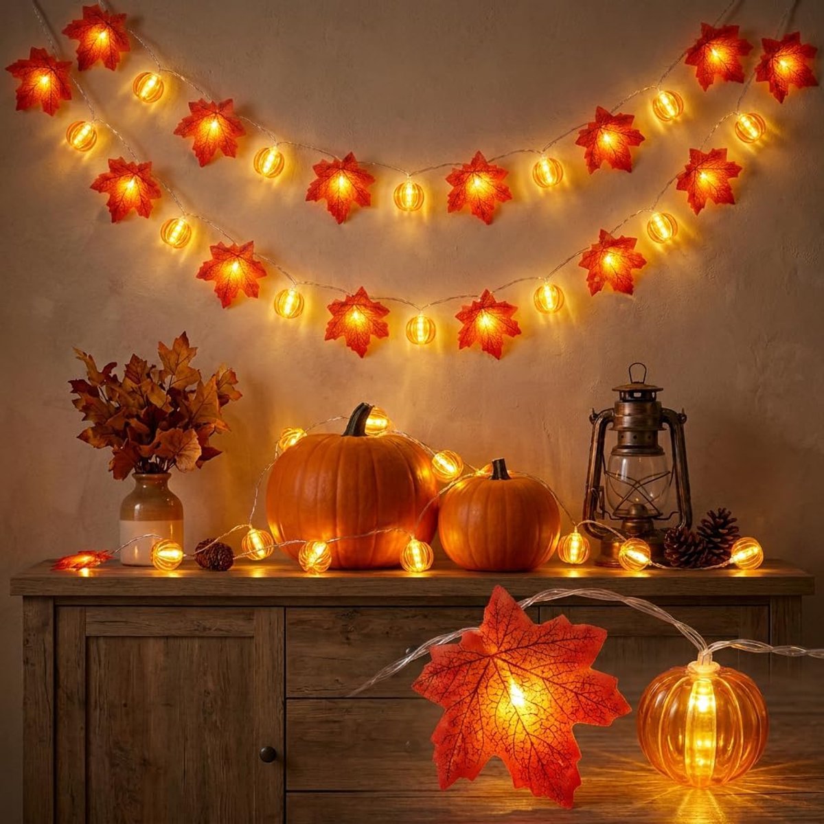Lichtsnoer 4m - 30 LED - 8 Standen - Warmwit - Herfst