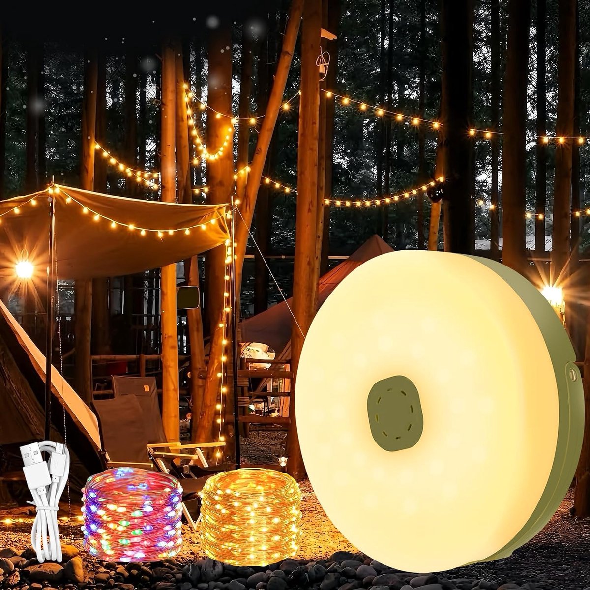Campinglichtsnoer 10m - USB - 8 Standen - Binnen en Buiten
