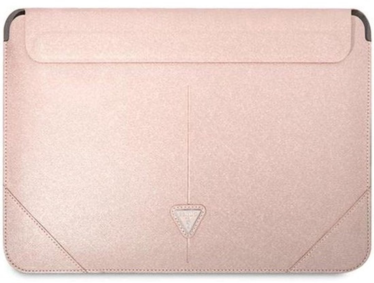 Laptop Sleeve - Beschermhoes Laptop - Veilig Transport - Saffiano Triangle Logo - 16 inch - Roze