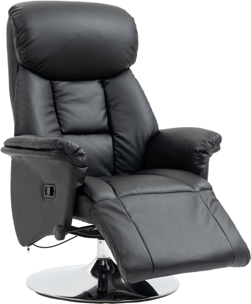 Loungestoel 80x78x109 cm Zwart Metaal Ligstoel Tv-stoel Directiestoel Stoel Fauteuil Met voetensteun Draaibaar Zacht en comfortabel Stevig en duurzaam Geschikt voor woonkamer slaapkamer en studeerkamer