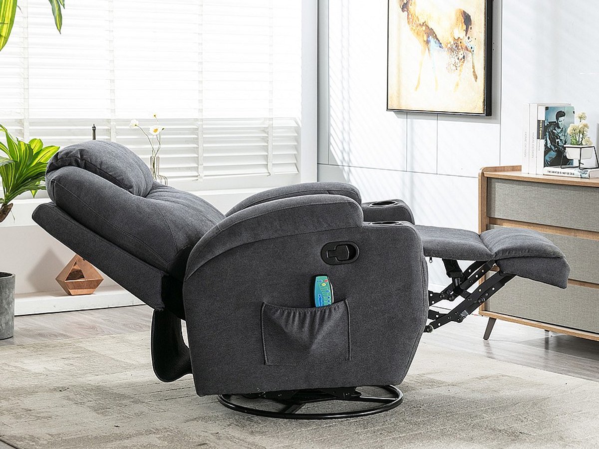 Vente-unique SILVANO stoffen massagestoel - Grijs