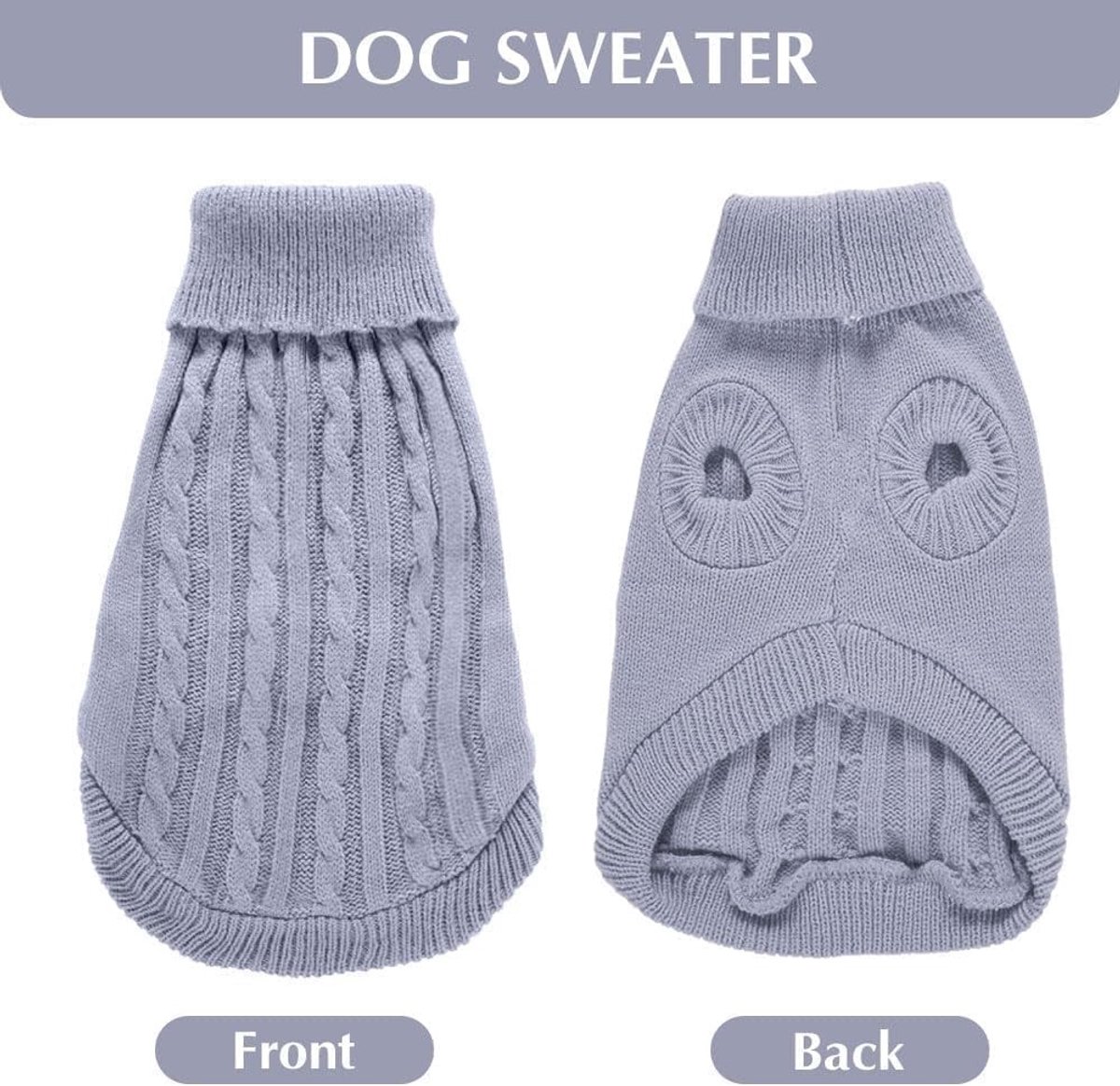 Hondentrui voor Grote Honden, Gebreide Turtleneck Wintertrui, Warm en Comfortabel voor Bulldog en Greyhound, Geschikt voor Koude Dagen