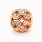 RomyStones – Rosé opengewerkte bedel - 925 sterling zilver - Bedel voor je Bedelarmband
