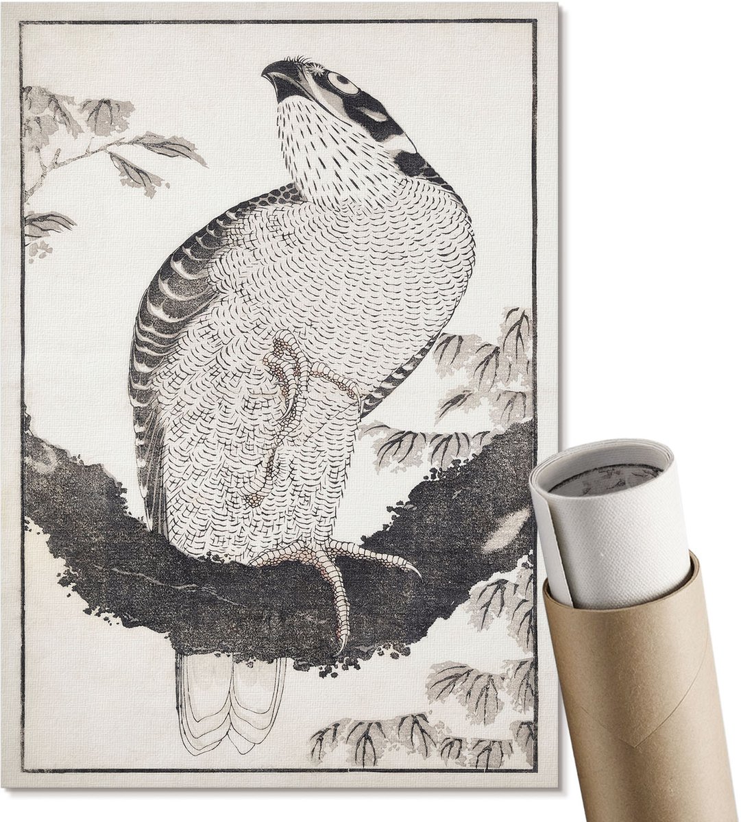 Coloray Polycanvas Wandposter - Vogel, Fotografie - A4 - Zwart Patroon - Rechthoek - Muurkunst - Woonkamer, Slaapkamer, Kantoor - Japanse