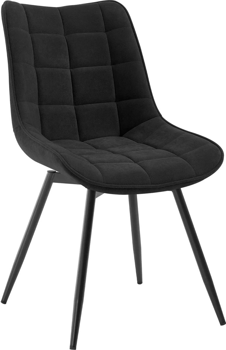 Klarven® Eetkamerstoelen Set Van 2 Zwart - Draaibare Eetkamerstoel - Eetkamerstoelen Draaibaar - Dining Chair - Fluweel - Stof Bekleed, Ergonomisch Met Rugleuning, 360 Graden Draaibaar - B46xd60,5xh83,5cm