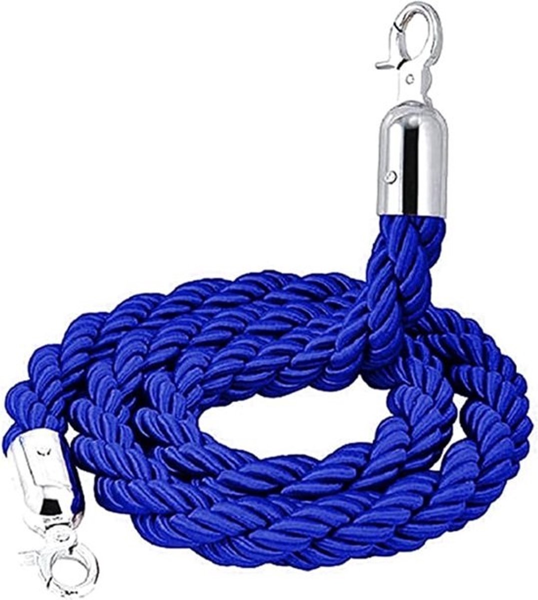 Afzetlint Touw - Veiligheidstouw Hekwerk - Crowd Control Evenementen - Duurzaam Gevlochten Hennep - 60cm tot 360cm - Blauw