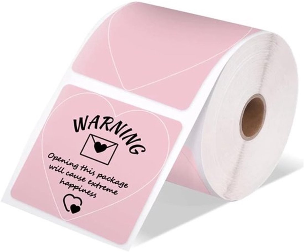 Label Printer Stickers - Rond Vierkant Label - Kleine Bedrijven Printen - DIY Logo Ontwerp - 3x3 Inch - Roze