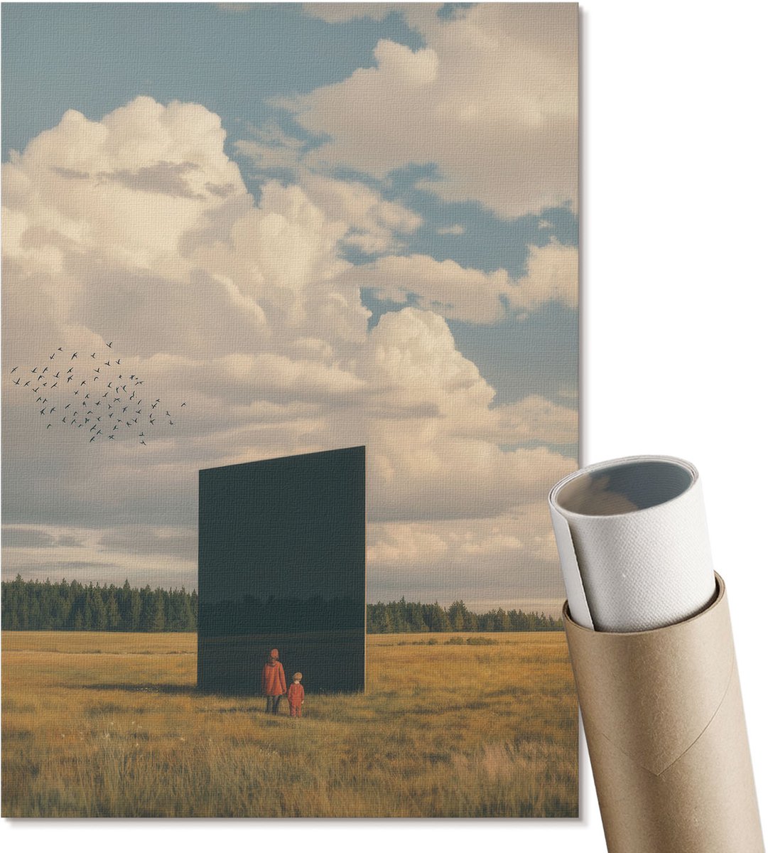 Coloray Polycanvas Wandposter - Touw Op De Grond, Fotografie - A2 - Rood Illustratie - Rechthoek - Muurkunst - Woonkamer, Slaapkamer, Kantoor - Minimalist