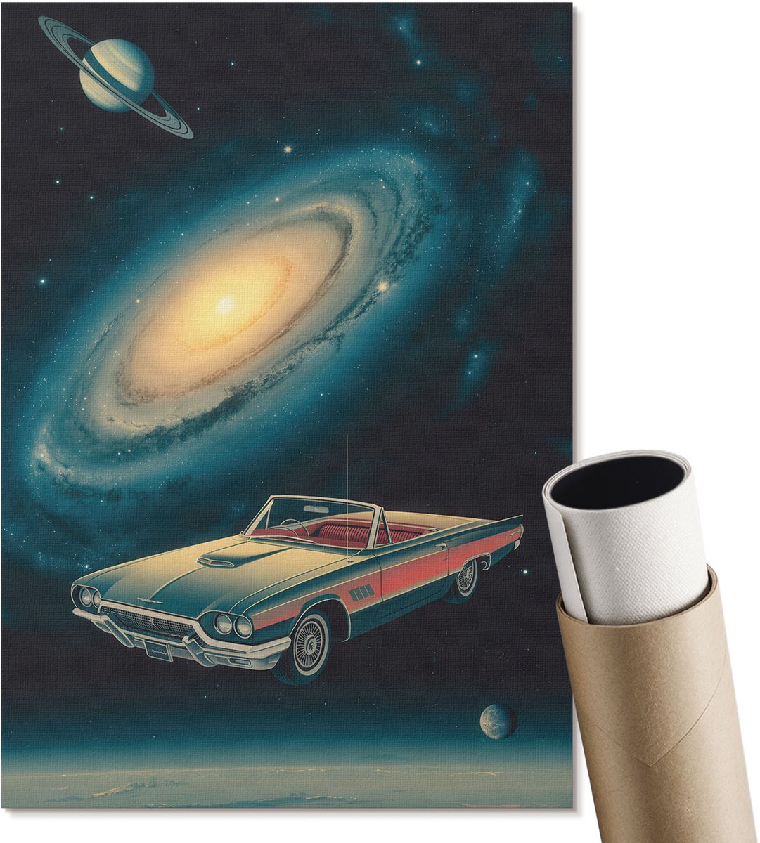 Coloray Polycanvas Poster - Nachtstad, Blauw - A3 - Zwart-wit Kunst - Rechthoek - Kunstposter - Slaapkamer - Klassiek
