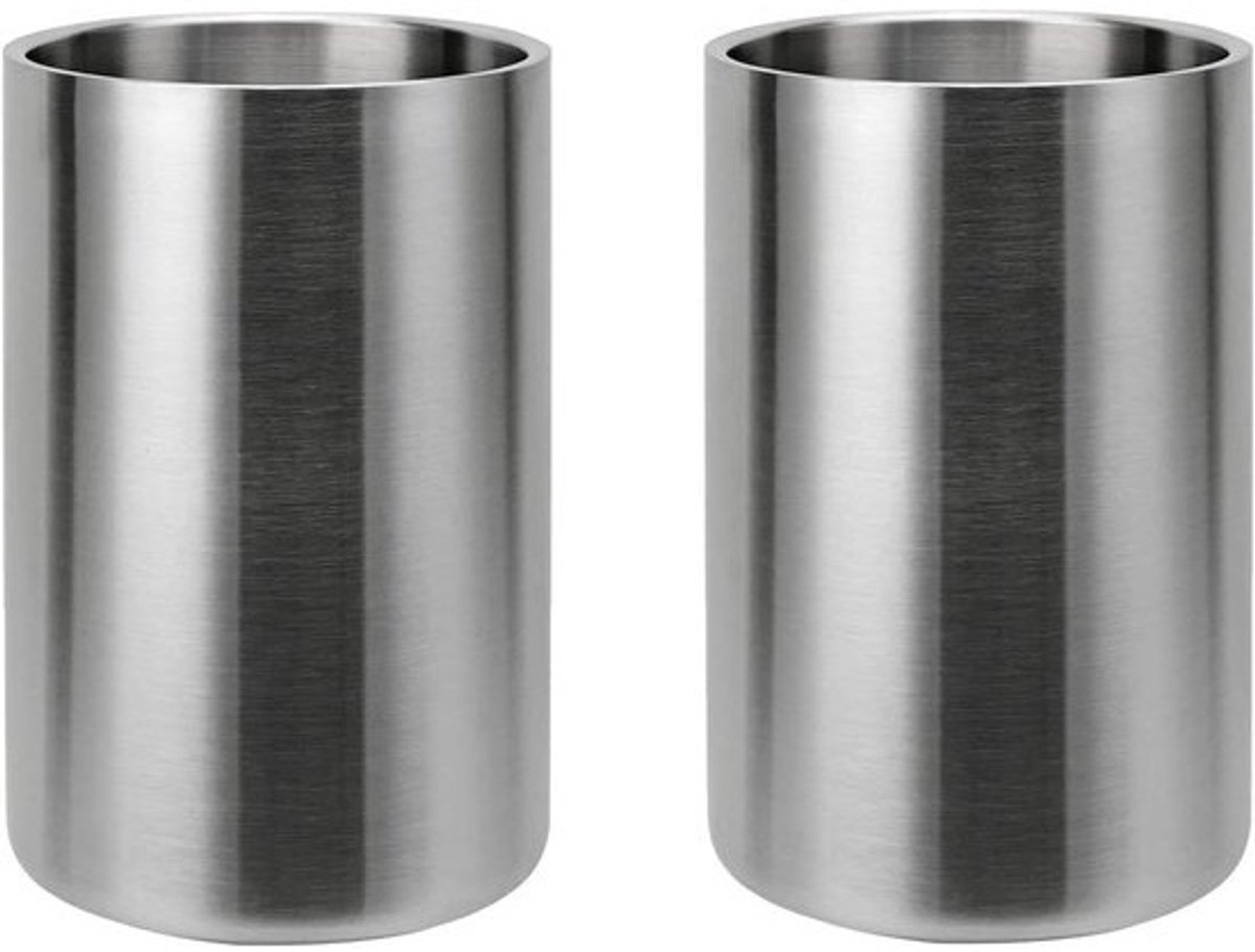 Wijnkoeler Ijsemmer - Champagne Koeler Fles - Dranken Koelen - Roestvrij Staal - 19.5x12cm - Zilver