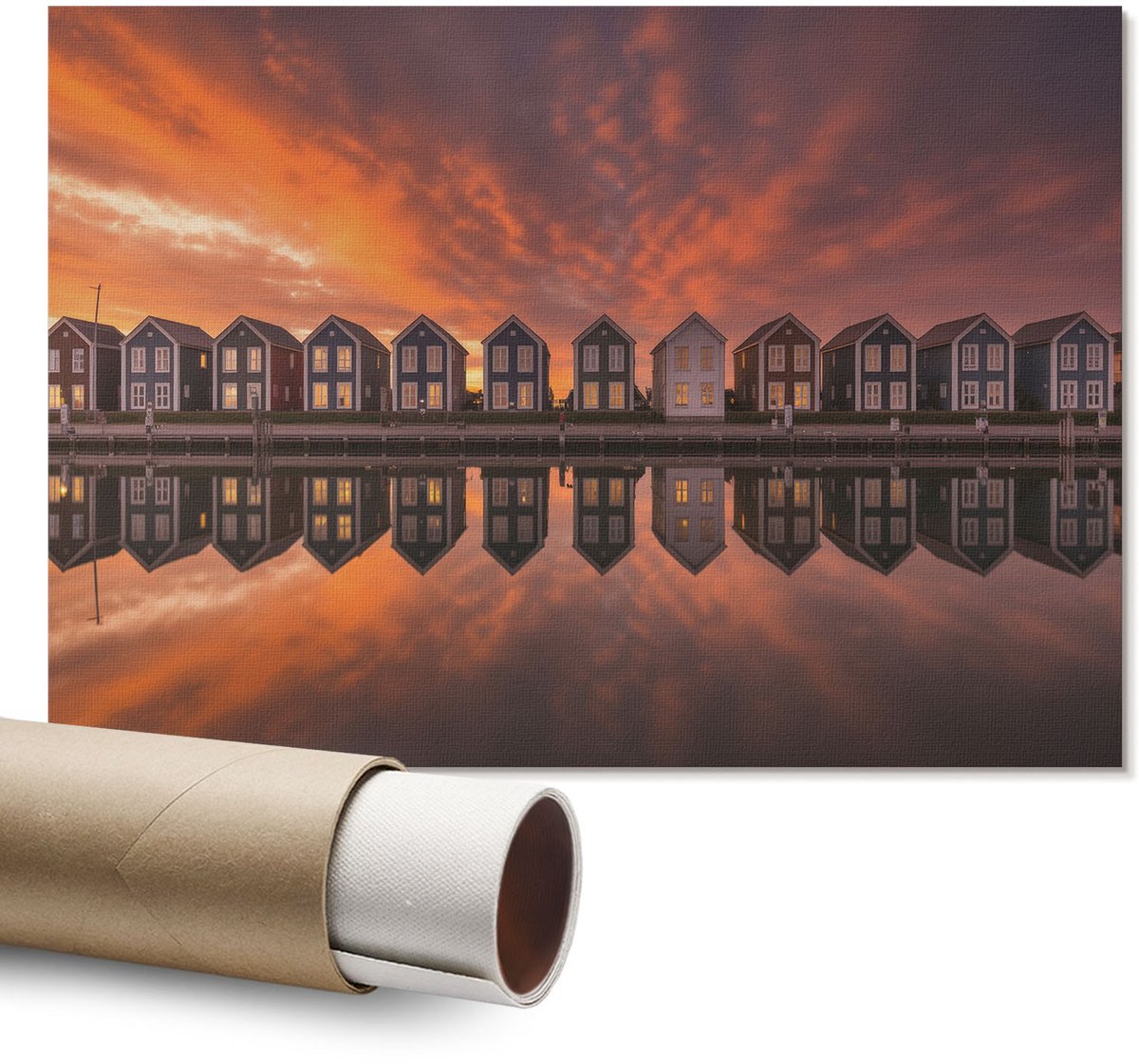Coloray Polycanvas Poster - Stadsbeeld, Illustratie - A1 - Blauw Wanddecoratie - Rechthoek - Kunstposter - Slaapkamer - Kinder