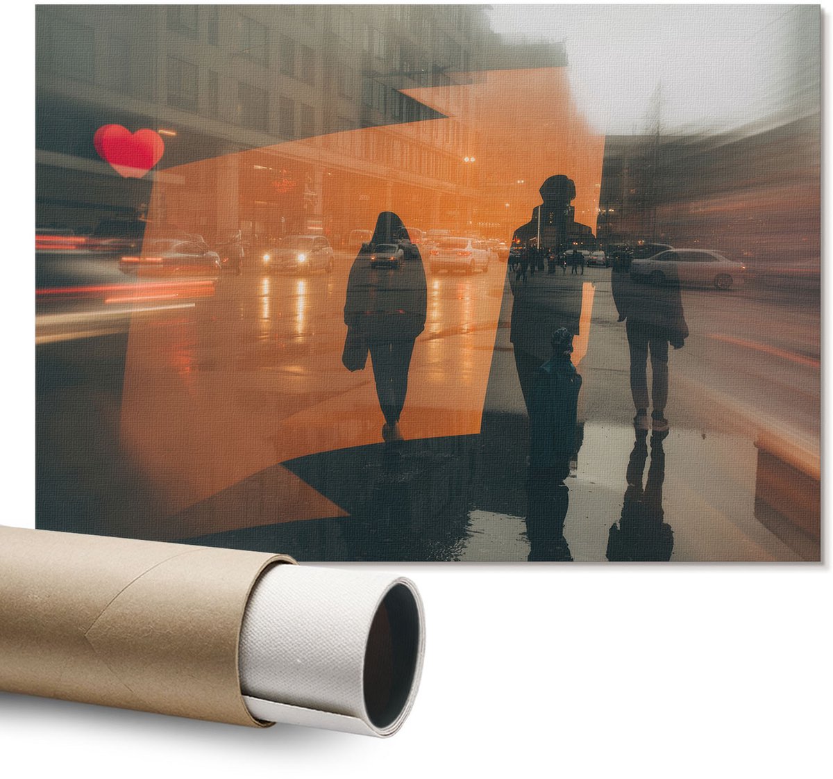 Coloray Polycanvas Wandposter - Hamburg Illustratie, Illustratie - A1 - Blauw Motief - Rechthoek - Wandkunstwerk - Slaapkamer - Modern