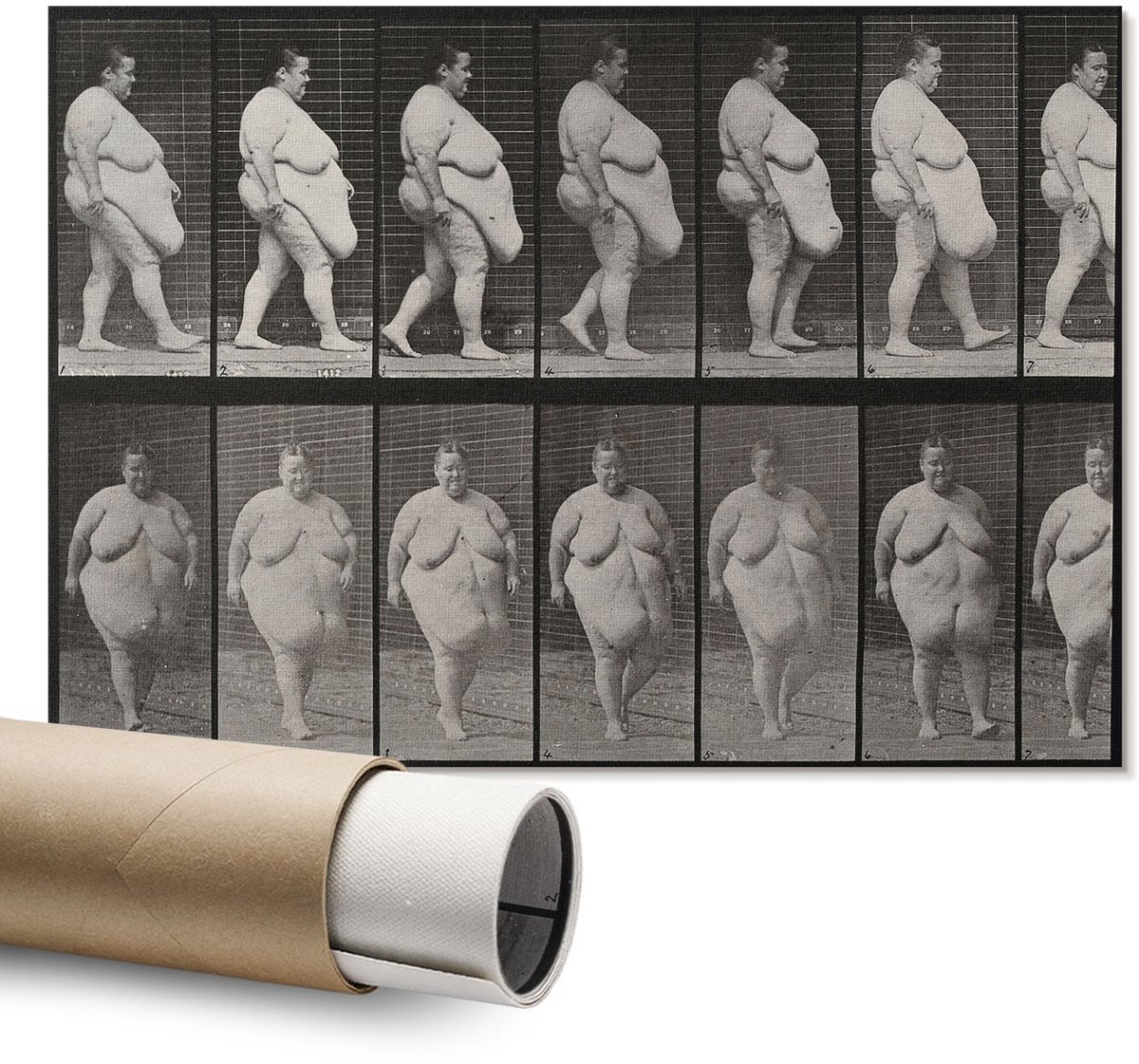 Coloray Polycanvas Wandposter – Zwaarlijvige Vrouw, Zwart – A1 – Zwart-Wit Poster – Rechthoek – Decoratieve Wandposter – Kantoor – Klassiek