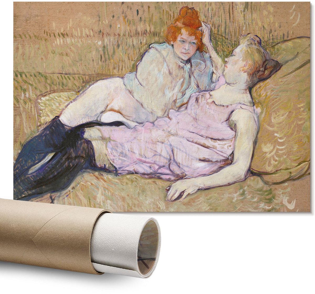 Coloray Polycanvas Wandposter - Edith Schiele, Schilderen - A1 - Groen Illustratie - Rechthoek - Canvasposter - Woonkamer - Rustiek