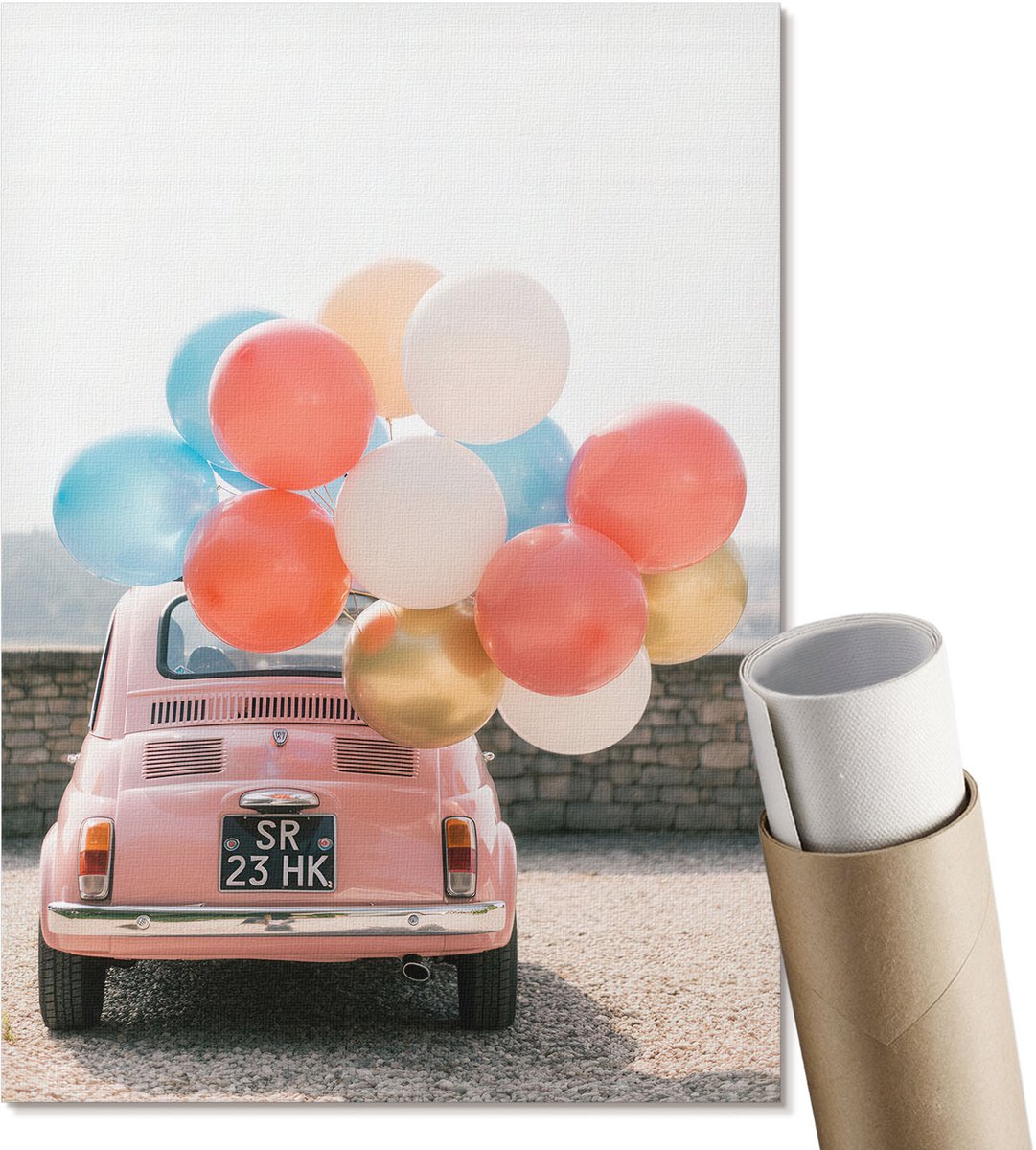 Coloray Polycanvas Wandposter - Een Boom In De Wei., Fotografie - A3 - Roze Design - Rechthoek - Canvasposter - Woonkamer, Slaapkamer, Kantoor - Klassiek